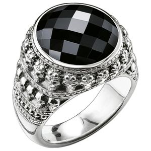 Thomas Sabo TR2005-024-11 Ring Herren Totenkopf Onyx Sterling-Silber Gr. 52