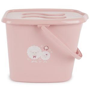 Bieco Baby Windeleimer rosa mit Deckel - XL Windeleimer geruchsdicht ohne Kassette - Windelmülleimer - Baby Mülleimer Windeln - Mülleimer mit Deckel rosa - Windeleimer ohne Nachfüllkassetten