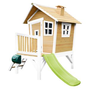 AXI Spielhaus Robin mit hellgrüner Rutsche | Stelzenhaus in Braun & Weiß aus  Holz für Kinder | Spielturm für den Garten