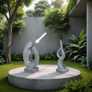 formano Deko-Objekt 50cm grau mit Relief Edelstahl-Kugel  Skulptur Garten Modern