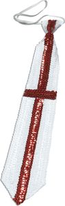 Bristol Novelty Uni flitrová kravata s krížom svätého Juraja BN1433 (jedna veľkosť) (biela/červená)