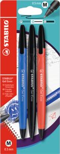 Radierbarer Gel-Roller - STABILO Gel Exxx - 3er Pack - blau, schwarz, rot