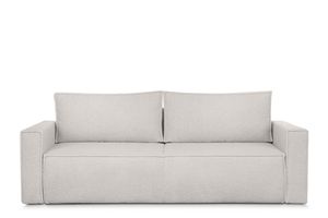 KONSIMO Schlafsofa 3 Personen zeitloses Design mit weiche Sitzfläche und hohe Rückenlehne "NAPI II" ,weiß, Bouclé-Stoff, Modern, 228x89x101 cm
