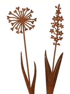 2er Set Blumenstecker Blume | 30 cm | Rost | Gartenstecker Gartendeko | Haus Garten