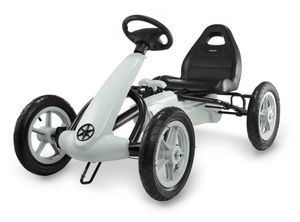 HyperMotion Go-Kart für Kinder ab 5 Jahren, Tretauto für Jungen und Mädchen, Fahren: Vorn und hinten, doppelte Handbremse, Kinderfahrrad EVOQUE, Grau