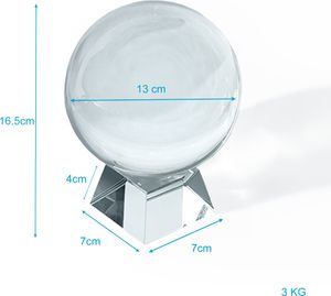 Intirilife Glaskugel mit Ständer in KRISTALL KLAR 130 mm – Kristallkugel mit Glasständer perfekt geeignet für Fotografie, Meditation, Dekoration uvm. – Kristallball Glasball Fotokugel