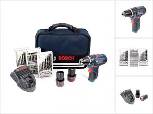 Bosch GSR 10.8-2-Li Professional akumulátorový vrtací šroubovák s 2 x 2,0 Ah akumulátorem, nabíječkou a 39 kusy příslušenství v brašně