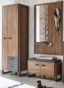 Garderobe Set 3-teilig "Auburn" Eiche grau Flurgarderobe 170 x 202 cm