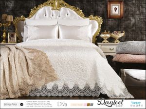 Danteel Battaniye Set Bettwäsche Bettüberwurf Wolldecken mit Spitze 6 Teilig