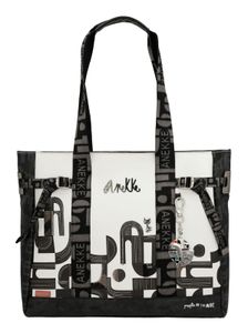 Anekke Schultertasche Peace & Love Nature Sixties Shopping Bag Black & White weiß