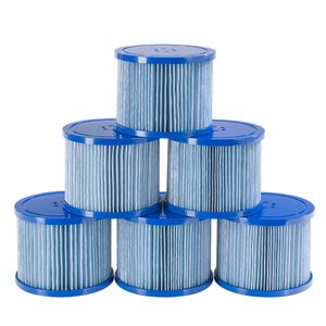 AREBOS Poolfilter, 6X Filterkartuschen Spa Whirlpools, Antimikrobieller Filter, Blau