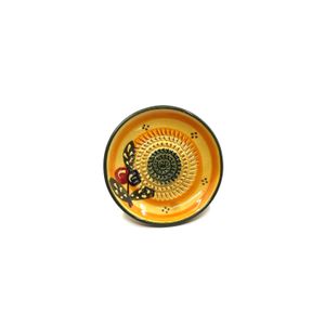 Kaladia Keramik Teller Gelb mit Oliven - handbemalte Teller mit schönemNachbildung - Reibeteller- spülmaschinenfest -  Spain