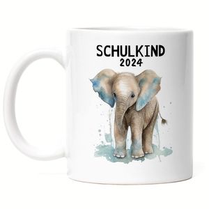 Schulkind 2024 Elefant Tasse Weiß Einschulung 2024 Enkel Enkelin Schulanfang Schuleinführung