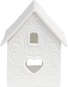 Clayre & Eef Teelichthalter Haus 7x8x9 cm Weiß Porzellan