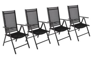 VCM sada 4 hliníkových záhradných stoličiek hliníková balkónová stolička s vysokým operadlom kempingová skladacia stolička antracitová