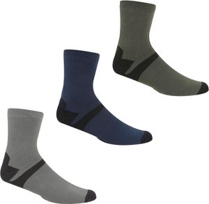 Regatta - pánské kotníkové ponožky "Lifestyle" (3 balení) RG6042 (39,5 EU - 42 EU) (ocelová barva/tmavě modrá džínovina)