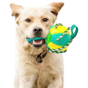 2 In 1 Frisbee Fußball, Frisbee Hund, Beißen-Beständig Pet Spielzeug, Interaktive Ausbildung Spielzeug (Gelb Blau)
