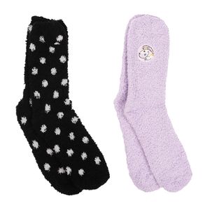 Pummel & Friends Kuschelsocken für Damen Zebrasus warme Socken Winter Schwarz/Lila (2er Pack), Größe:39-42