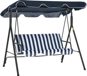 Outsunny Hollywoodschaukel Gartenschaukel Schaukelbank 3-Sitzer mit Dach Stahl Blau 172 x 120 x 153cm Outsunny Hollywoodschaukel Gartenschaukel Schaukelbank 3-Sitzer mit Dach Stahl Blau 172 x 120 x 153cm