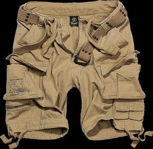 Brandit - Savage Vintage Shorts beige Cargo gewaschen mit Gürtel Größe L