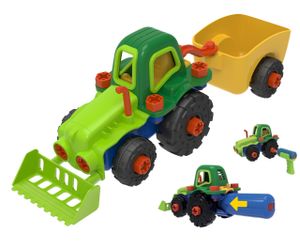 Elektrischer Traktor mit Anhänger Bausatz mit elektrischem Schrauber MINT Spielzeug