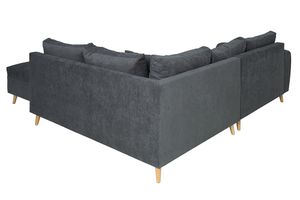Design Ecksofa SCANDINAVIA anthrazit 250cm Nosag Polsterung mit Hocker und Kissen Couch Sofa Eckcouch