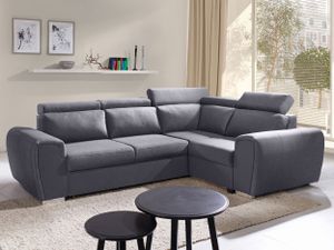 Ecksofa Wohnzimmer - Wohnlandschaft - L-Form Couch mit Schlaffunktion - Bettsofa - Wohnzimmer L Couch - Polstersofa - WIZARO - Grau