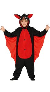 schwarz rotes Fledermaus Kostüm für Kinder, Größe:140/146 schwarz rotes Fledermaus Kostüm für Kinder, Größe:140/146