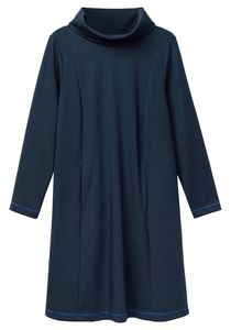 sheego Damen Große Größen Kleid in A-Linie in A-Linie, mit Rollkragen und Taschen Jerseykleid Freizeitmode feminin Rundhals-Ausschnitt - unifarben