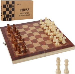 Great Kingdom Schach Spiel und Dame Spiel | Master of Chess Farbe Blau |  Chess Set 35cm | Qualität Reise Schachspiel- Handgemachtes Tragbares Schach