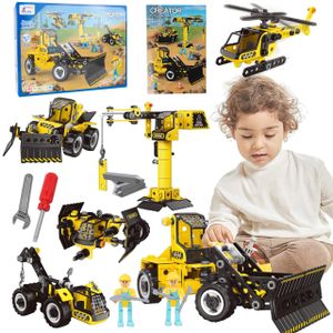 MalPlay stavebnice bloky buldozer jeřáb vrtulník traktor 8v1 od 5 let kreativního vývoje