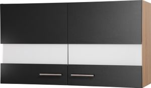Oberschrank Hängeschrank 100 cm Eiche Sägerau Schwarz Merle Respekta