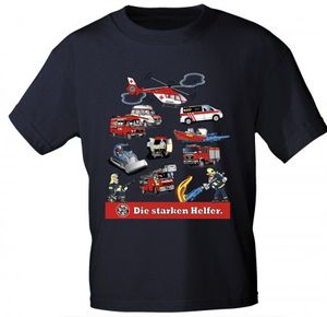 Kinder T-Shirt mit Print - Feuerwehr - DIE STARKEN HELFER - 08711 dunkelblau - Gr. 86-164 Größe -