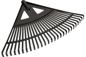 KOTARBAU® Robuster Rechen 580 mm Laubbesen Laubharke Fächerbesen Laubfeger Laubfächer Laubrechen aus Kunststoff Schwarz ohne Stiel