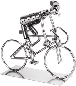 BRUBAKER Schraubenmännchen Fahrradfahrer - Fahrrad Eisenfigur Metallmännchen - Handarbeit Metallfigur - Geschenk für Radfahrer und Rennradfahrer