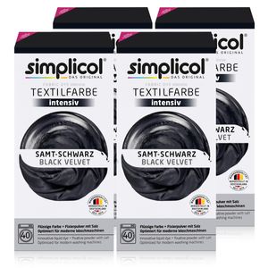 Simplicol Textilfarbe intensiv Samt-Schwarz - Einfaches Färben (4er Pack)