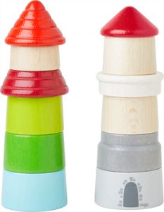 HABA 305059 - Stapelspiel Turmhoch, Holzspielzeug mit 13 Stapelsteinen und Vorlagen-Leporello, farbenfrohes Motorikspielzeug ab 18 Monaten