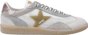 Cetti C-1385 SRA Damensenaker, Leder/Textil, Beige/Weiß/Hellgrün, Wechselfußbett - Damenschuhe Top Trends, Beige, leder/textil