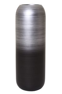 Bodenvase Pflanzkübel Fiberglas Silber Schwarz Seidenmatt CHRONO - 24x95 cm