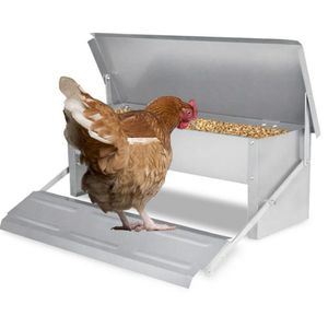 Jopassy Futterspender 5kg Tröge Futterautomat mit Deckel Hühner Futtertrog Fußpedal Selbstöffnender Futtertrog wasserdichter für Enten Puten