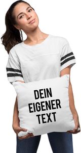 Kissen-Bezug eigener Text Spruch Wunschtext personalisiert Schrift anpassen personalisierbare Geschenke Moonworks® weiß 40cm x 40cm
