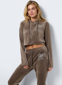 NOISY MAY Strickjacke Velours Kapuze Kordelzug Strass-Details Größe: XL NOISY MAY Strickjacke Velours Kapuze Kordelzug Strass-Details Größe: XL