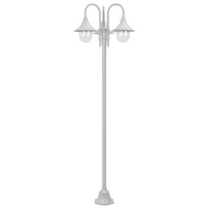 vidaXL Garten-Pollerleuchte E27 220 cm Aluminium 3-Laterne Weiß