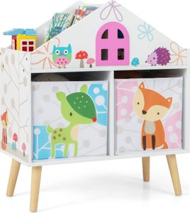 COSTWAY Kinderregal, Bücherregal Kinder mit 2 Aufbewahrungsboxen, 62 x 30 x 72 cm