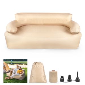 LZQ Aufblasbares Sofa Aufblasbare Liege Luftsofa mit Eingebauter Pumpe Aufblasbare Couch Camping Luftsessel für Drinnen Draußen (Doppelsofa)