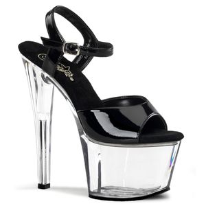 Pleaser USA - Extrem Plateau Sandaletten aus Lack Sky-309 schwarz klar Gr. 45