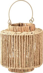 Lampion boho rafia włókno naturalne metal Ø19cm H21cm świecznik LED