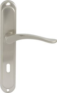 DOMINO Türgriff 72 Drückergarnitur BB-Buntbart Set | Langschildgarnitur | Türklinke für Zimmertür, Bürotür, Kellertür & Innentür | L-Form | Türbeschläge aus Aluminiuml | Nickel Türdrückergarnitur | BALLEN M9