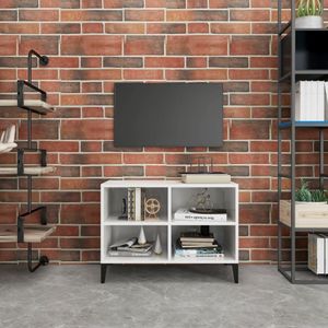 vidaXL TV-Schrank mit Metallbeinen Hochglanz-Weiß 69,5x30x50cm