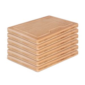 BAMBUMI Frühstücksbrettchen aus Bambus-Holz, 6er Pack, 24x17x1,8cm